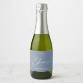 Dusty Blue Wedding Wine Fevor Label - "Cheers" Schaumweinetikett (Vorderseite)