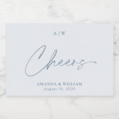 Dusty Blue Wedding Wine Fevor Label - "Cheers" Schaumweinetikett (Einzelnes Label)