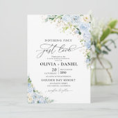 Dusty Blue Wedding Zeremonie Einladung (Stehend Vorderseite)