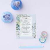 Dusty Blue Wedding Zeremonie und Empfang Einladung Flyer (Einzeln)