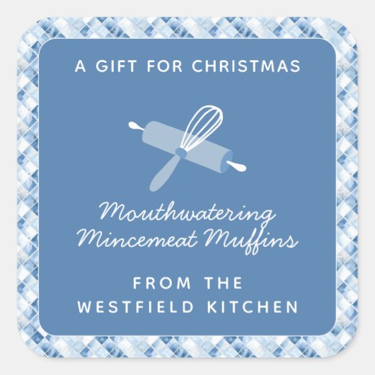 Dusty Blue Weihnachtsgeschenk Quadratischer Aufkleber (Vorderseite)