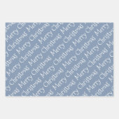 Dusty Blue Weihnachtstypografie Moderner Urlaub Geschenkpapier Set (Vorderseite)