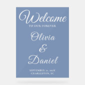 Dusty Blue Welcome with Elegant Font Acrylschild (Vorderseite)