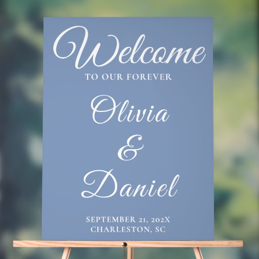 Dusty Blue Welcome with Elegant Font Acrylschild (Neutral)