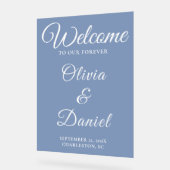 Dusty Blue Welcome with Elegant Font Acrylschild (Winkel)