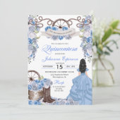 Dusty Blue Western Ranchero Quinceanera Einladung (Stehend Vorderseite)