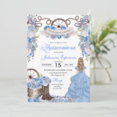Dusty Blue Western Ranchero Quinceanera Einladung (Stehend Vorderseite)