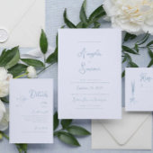 Dusty Blue Whimsical Bow Cherub Wedding Einladung