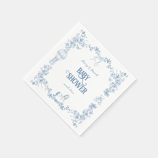 Dusty Blue Whimsical Floral Baby Dusche Serviette (Ecke)