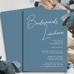 Dusty Blue Whimsical Script Bridesmaids Luncheon Einladung