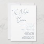 Dusty Blue Whimsical Script Chic Die Nacht vor Einladung (Vorderseite)