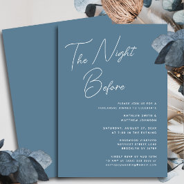 Dusty Blue Whimsical Script Chic Die Nacht vor Einladung
