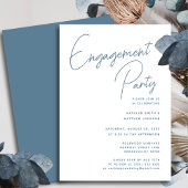 Dusty Blue Whimsical Script Chic Engagement Party Einladung