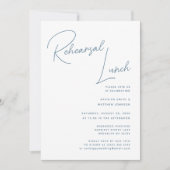 Dusty Blue Whimsical Script Chic Probe Mittagessen Einladung (Vorderseite)