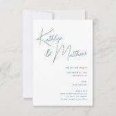Dusty Blue Whimsical Script Minimalistisch Modern Save The Date (Vorderseite)
