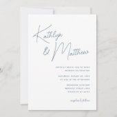 Dusty Blue Whimsical Script Minimalistisch Wedding Einladung (Vorderseite)