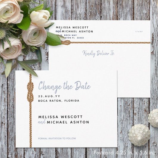 ⛵ Dusty Blue + White ändern das Datum Ankündigungspostkarte