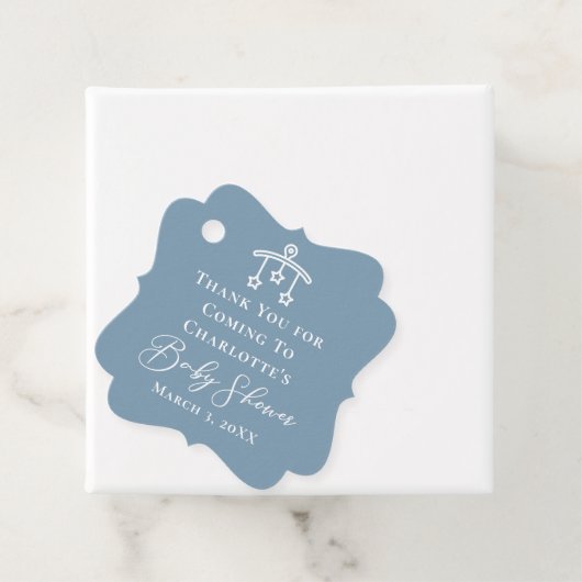 Dusty Blue White Baby Dusche Personalisiert Geschenkanhänger (Beispiel)