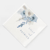 Dusty Blue & White Boho Floral Wedding Verlobung Serviette (Ecke)
