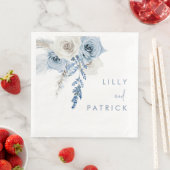 Dusty Blue & White Boho Floral Wedding Verlobung Serviette (Beispiel)