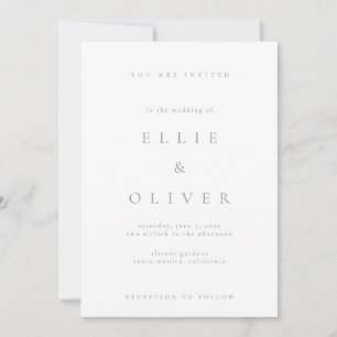 Dusty Blue & White Boho Minimalistisch Moderne Hoc Einladung