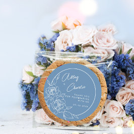 Dusty Blue White Botanic Gastgeschenk Hochzeit Vie Runder Aufkleber
