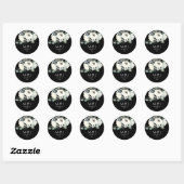 Dusty Blue & White Botanical Monogram - Black Runder Aufkleber (Blatt)