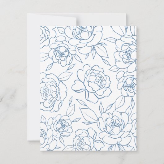 Dusty Blue & White Botanical Wedding Save the Date (Rückseite)