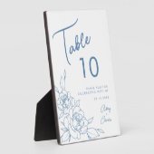 Dusty Blue & White Botanical Wedding Tischnummer Fotoplatte (Seite)