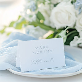 Dusty Blue & White Calligraphy Wedding Platzkarte Tischnummer