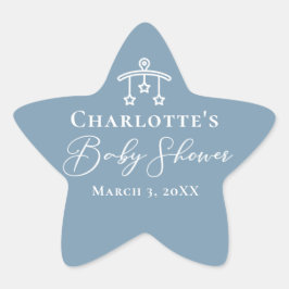Dusty Blue White Chic Minimalistisch Baby Dusche Stern-Aufkleber