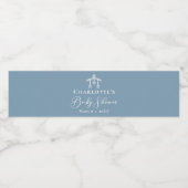 Dusty Blue White Chic Minimalistisch Baby Dusche Wasserflaschenetikett (Einzelnes Label)