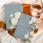 Dusty Blue White Chinoiserie Blumengarten Hochzeit Einladung<br><div class="desc">Dieses chinoiserie-inspirierte Design besticht durch elegante botanische Blumen,  Vögel und Grünpflanzen in staubigen Blau- und Elfenbeintönen. Personalisieren Sie die Einladung mit Ihren Daten und wenn Sie gewollt,  um den Stil und die Platzierung des Textes weiter zu ordnen,  klicken Sie bitte auf den Button "Weitere Anpassung".</div>