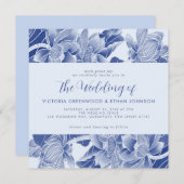 Dusty Blue White Chinoiserie Blumenmarkt Hochzeit Einladung (Vorne/Hinten)