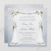 Dusty Blue White Chuppah Wedding Einladung (Vorne/Hinten)
