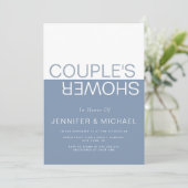 Dusty blue white colorblock couples wedding shower einladung (Stehend Vorderseite)