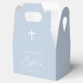 Dusty Blue White Cross Baptisbox Geschenkschachtel (Geöffnet)