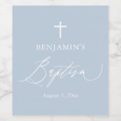 Dusty Blue White Cross Baptisse Weinetikett (Einzelnes Label)