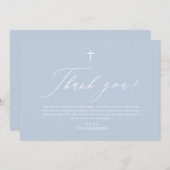 Dusty Blue White Cross Taufe Danke Karte (Vorne/Hinten)