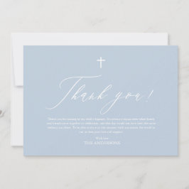 Dusty Blue White Cross Taufe Danke Karte