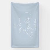 Dusty Blue White Cross Taufe Hintergrund-Banner Banner (Vertikal)