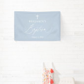 Dusty Blue White Cross Taufe Hintergrund-Banner Banner (InSitu)