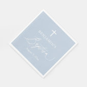 Dusty Blue White Cross Taufe Papier Napkins Serviette (Ecke)