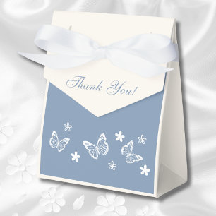 Dusty Blue White Daisy Butterfly Brautparty Geschenkschachtel