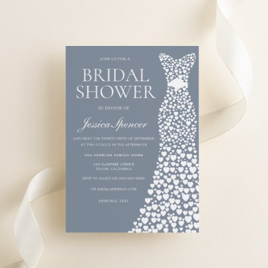 Dusty Blue & White Dress Brautparty Einladung