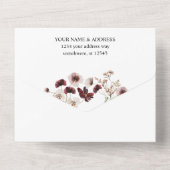 Dusty Blue & White Floral All In One Einladung (Rückseite)