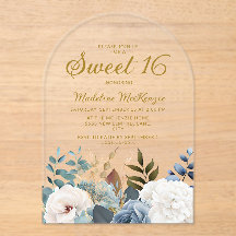 Dusty Blue White Floral Arch Sweet 16