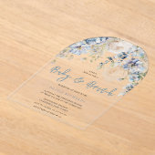 Dusty Blue & White Floral Baby Dusche Brunch Acryleinladungen (Ablage )