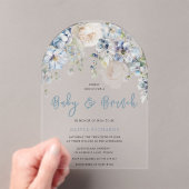 Dusty Blue & White Floral Baby Dusche Brunch Acryleinladungen (Insitu (Handheld))
