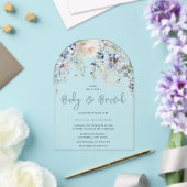 Dusty Blue & White Floral Baby Dusche Brunch Acryleinladungen (Insitu (Hochzeit))